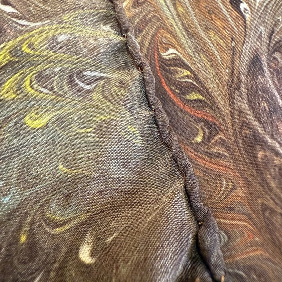 Vintage Abstract Marble Print Silk Scarf 36" Square Hand Rolled Edges - Picture 8 of 8